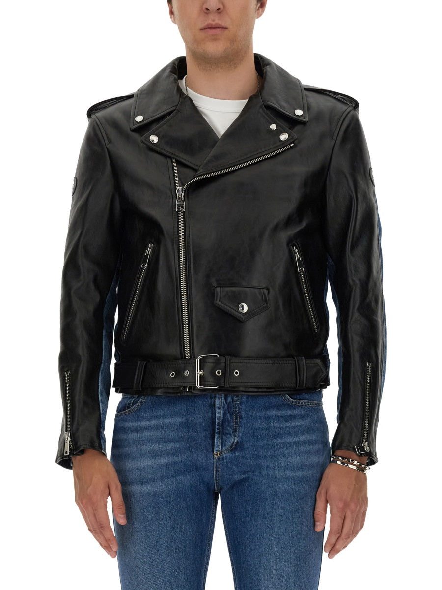Alexander Mcqueen Men Combo Biker Jacket