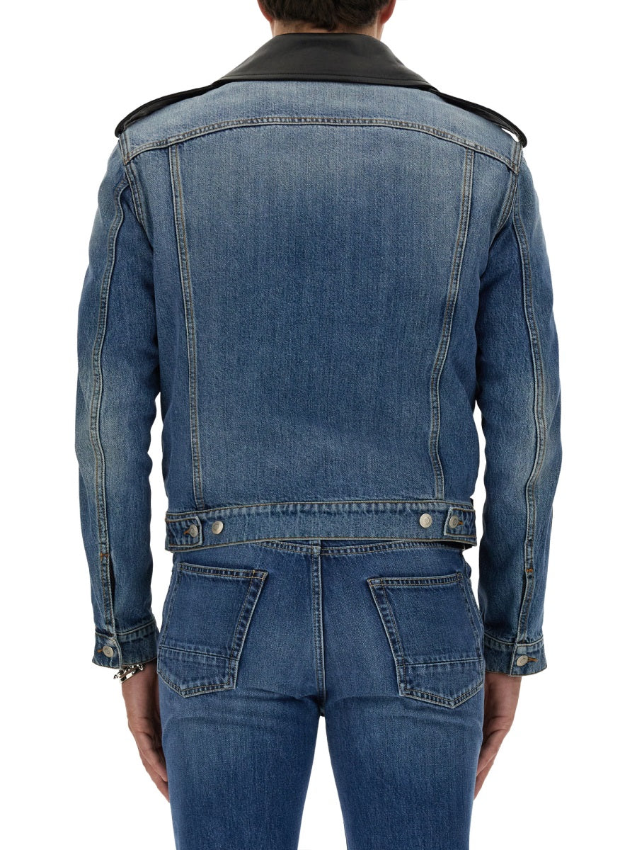 Alexander Mcqueen Men Combo Biker Jacket