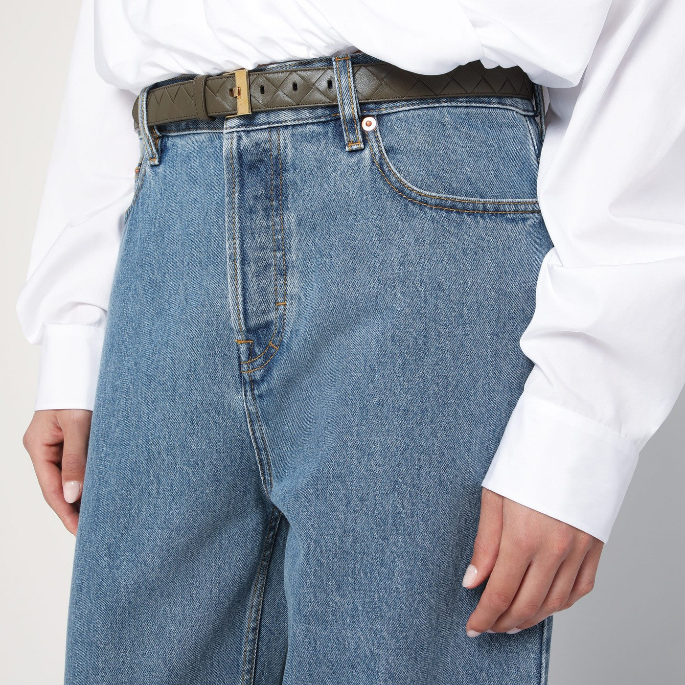 Bottega Veneta Women Cipresso-Colored Watch Belt In Intrecciato