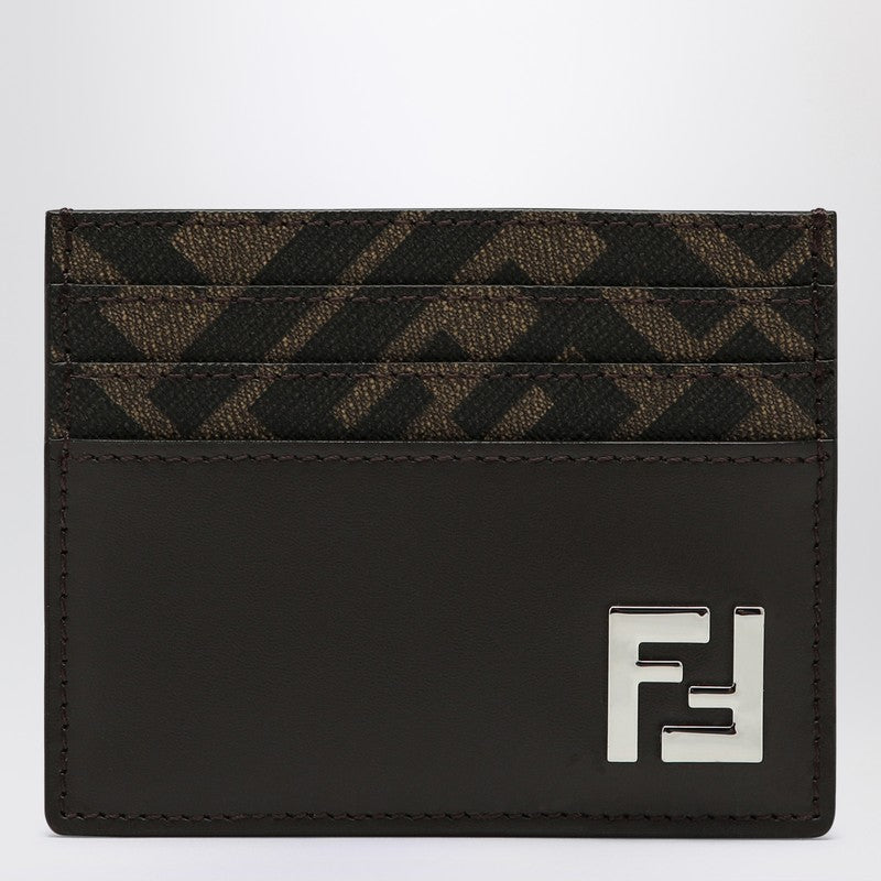 Fendi Squared Ff Brown Card Holder Men