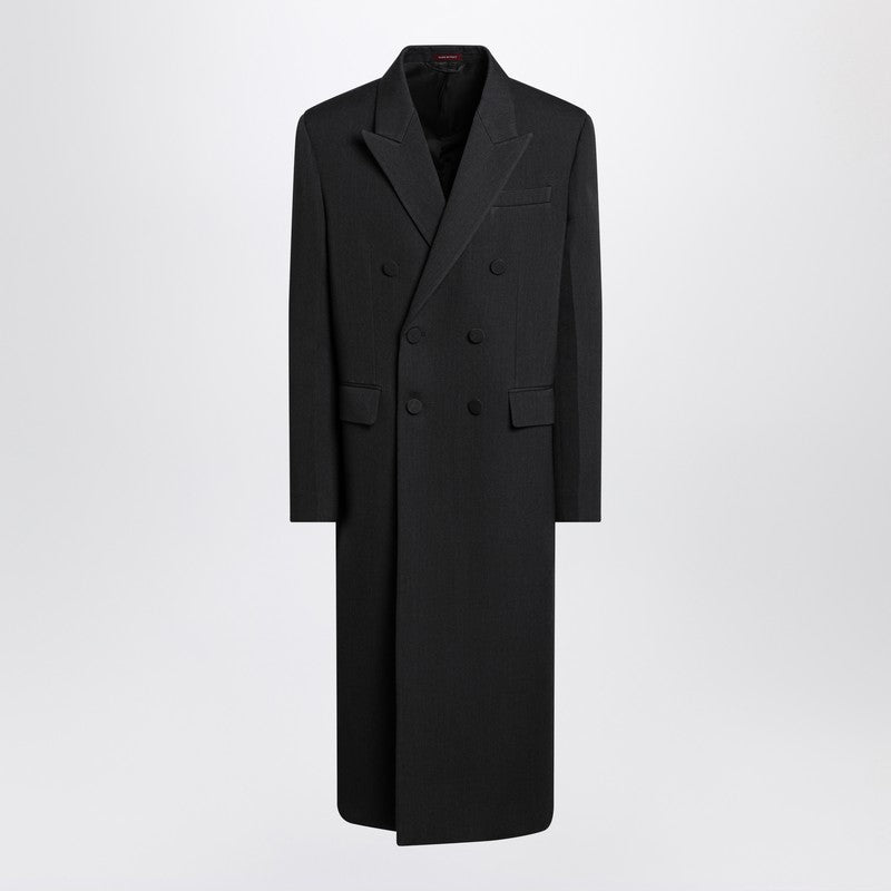 Gucci Long Double-Breasted Grey Wool Coat Men