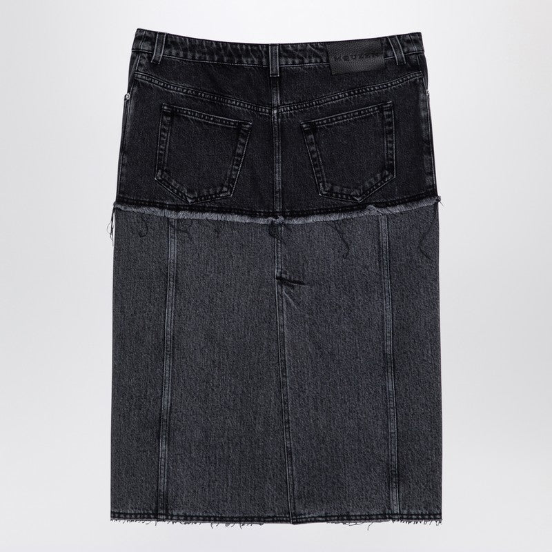 Alexander Mcqueen Two-Tone Black Denim Skirt Women