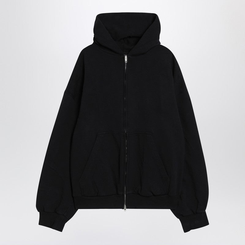 Balenciaga Washed Black Flipped Uni Regular Fit Zip Hoodie Women