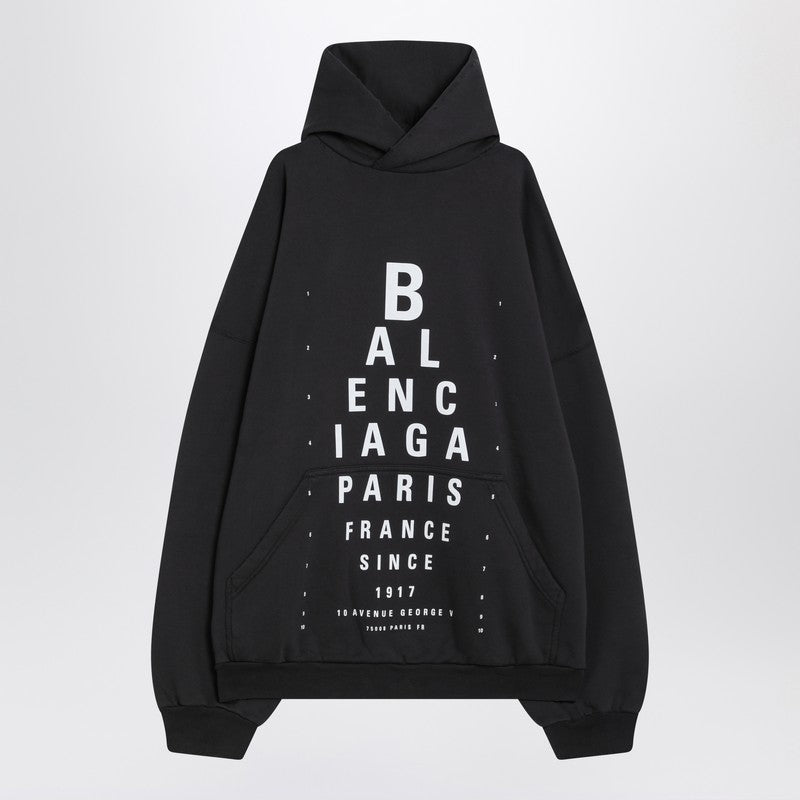 Balenciaga Optical Black Washed Oversized Hoodie Women