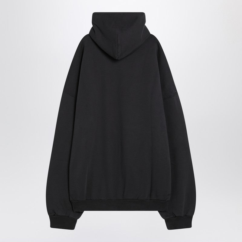 Balenciaga Optical Black Washed Oversized Hoodie Women