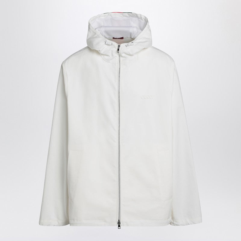 Gucci White Zip-Up Jacket With Logo Print Men