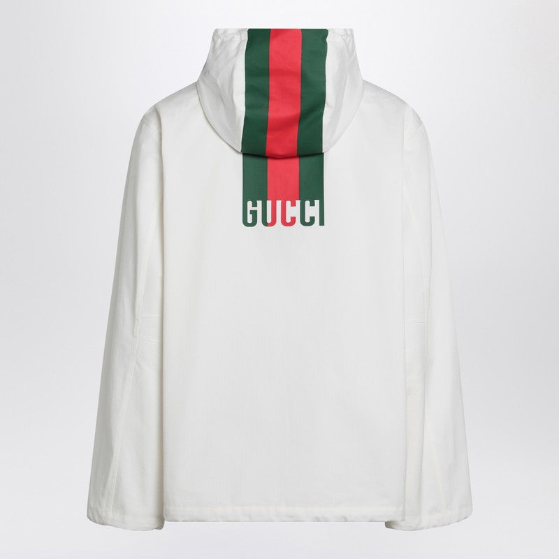 Gucci White Zip-Up Jacket With Logo Print Men