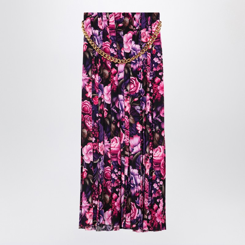 Balenciaga Long Pleated Floral Skirt Women