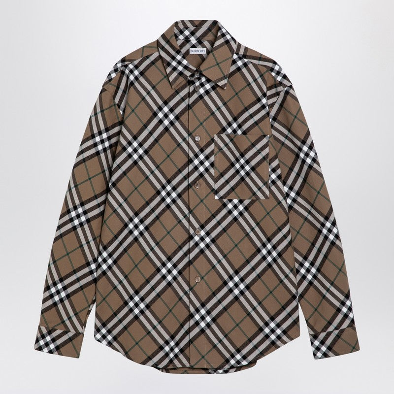 Burberry Beige Check Cotton Shirt Men