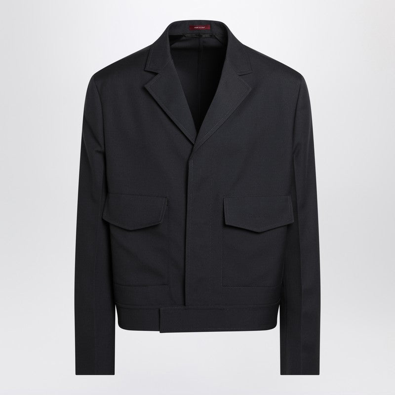 Gucci Dark Grey Jacket In Wool Gabardine Men
