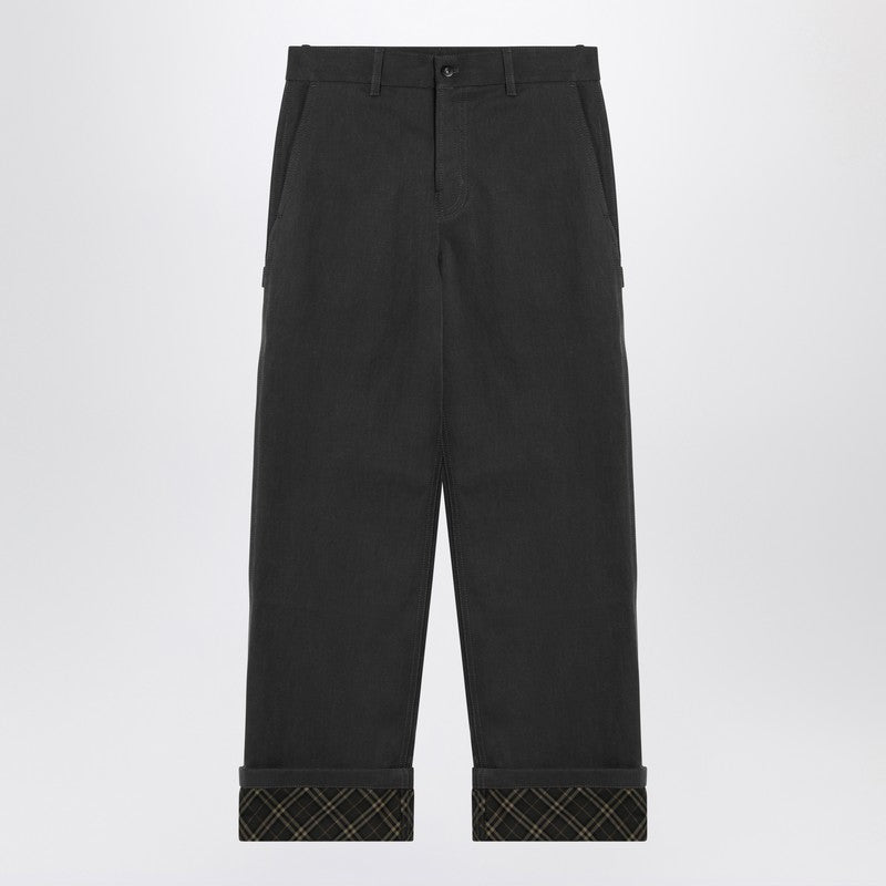 Burberry Black Trousers With Check Pattern Lapels Men