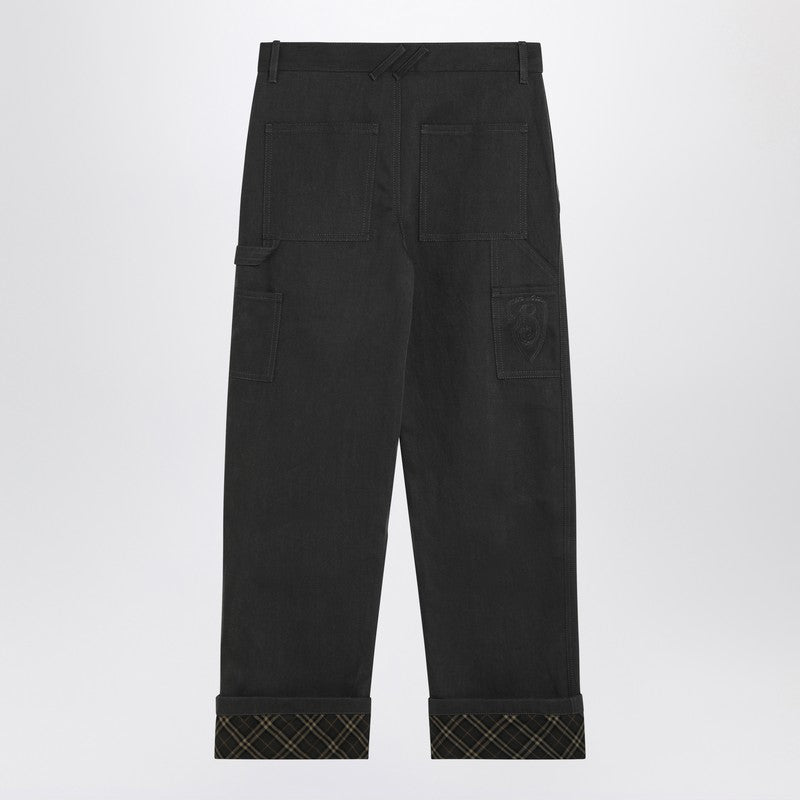 Burberry Black Trousers With Check Pattern Lapels Men