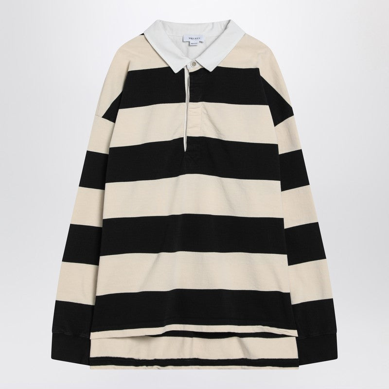 Alexander Mcqueen Striped Polo Shirt Black/Ivory Men