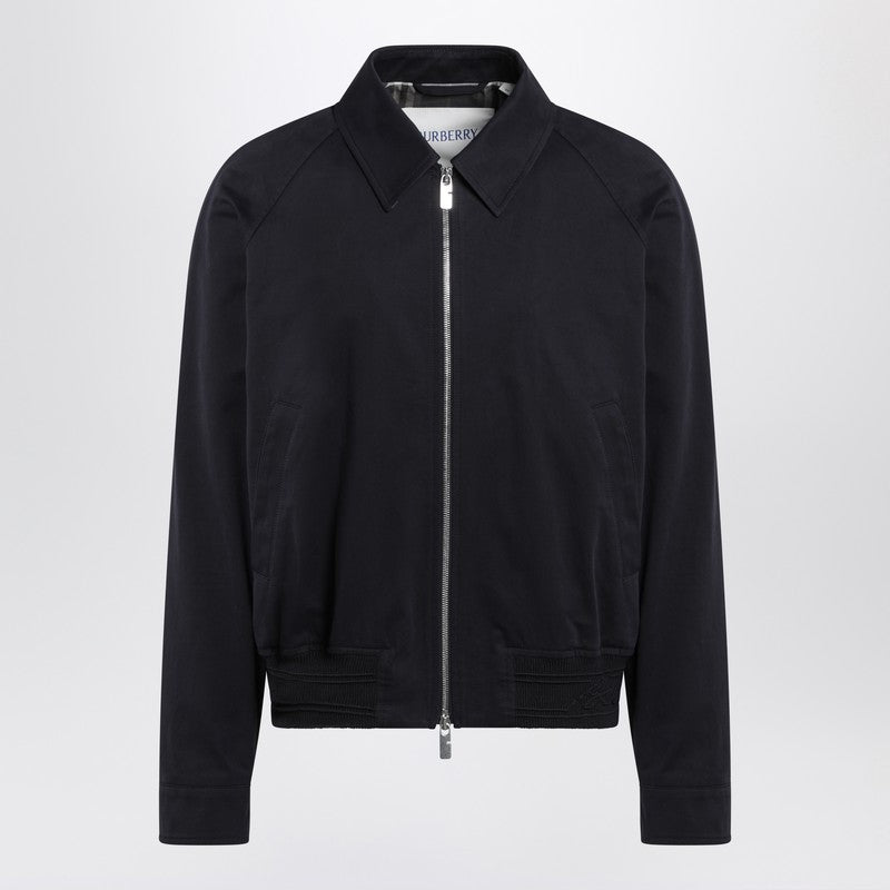 Burberry Harrington Jacket Navy Blue In Cotton Men