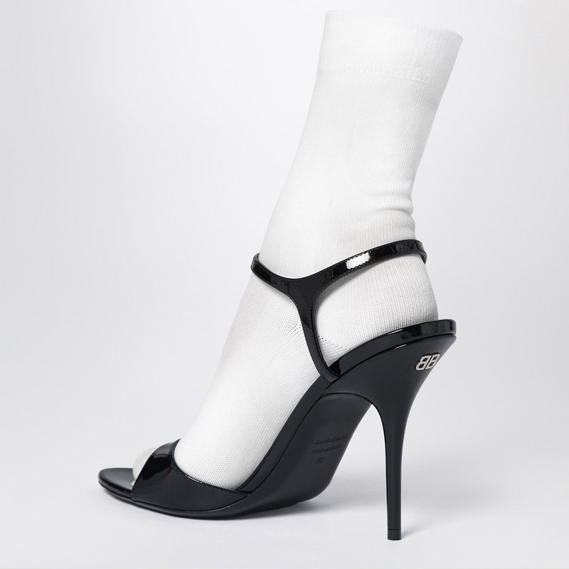 Balenciaga Avenue Sock Black Sandal In Patent Leather And Mesh Women