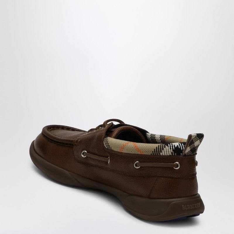 Burberry Brown Loafers With Check Trim Men