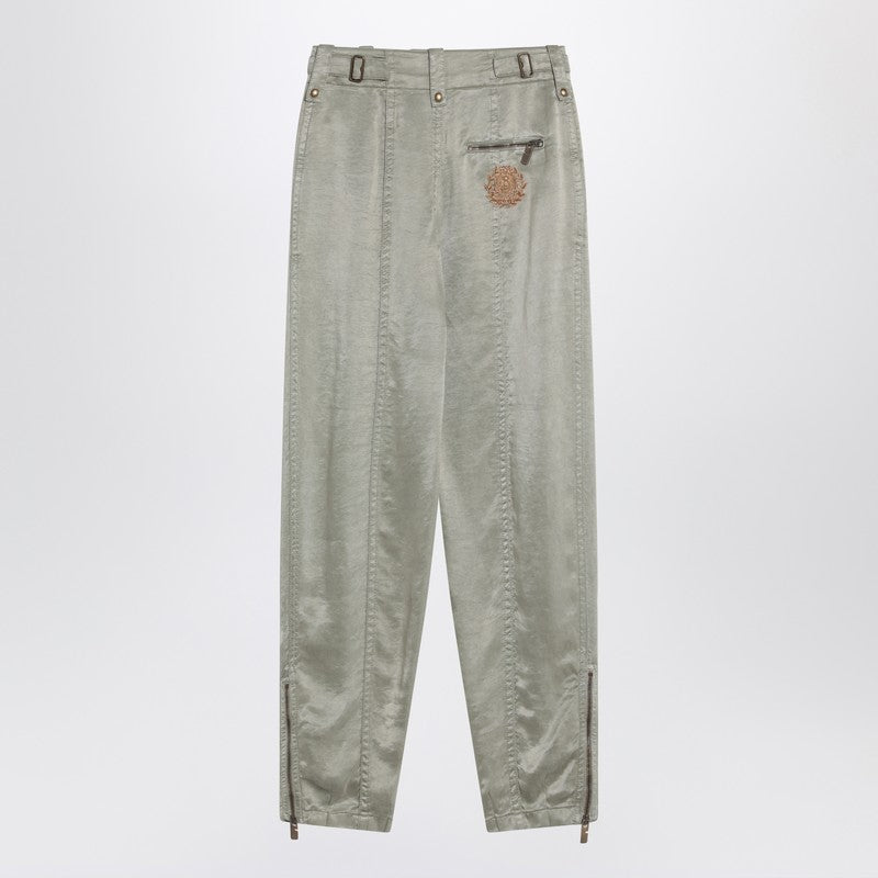Burberry Trousers With B Shield Emblem In Lyocell Women
