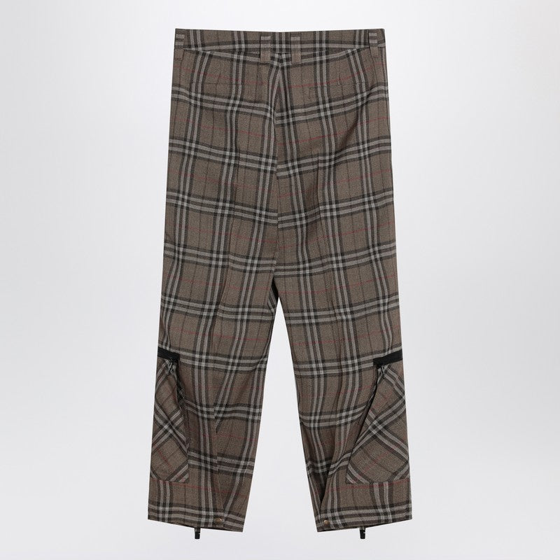 Burberry Cargo Pants Check Pattern In Silk Blend Men