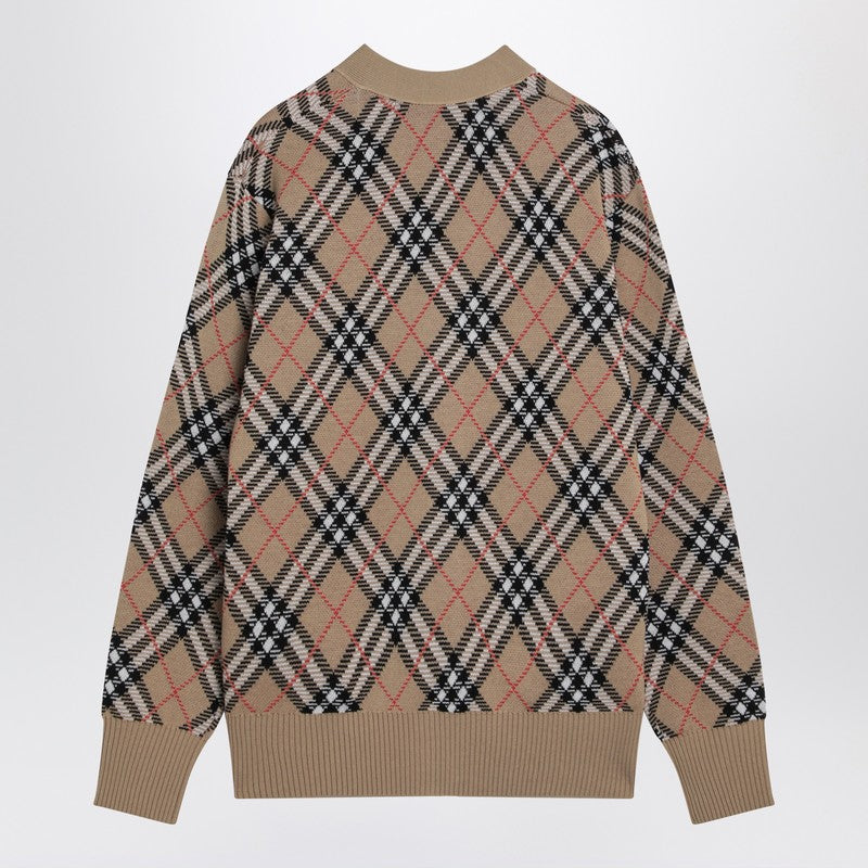 Burberry Wool And Mohair Blend Check Cardigan Women