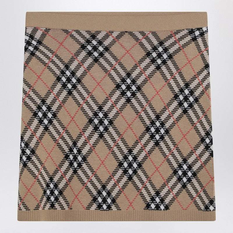 Burberry Wool And Mohair Blend Check Mini Skirt Women