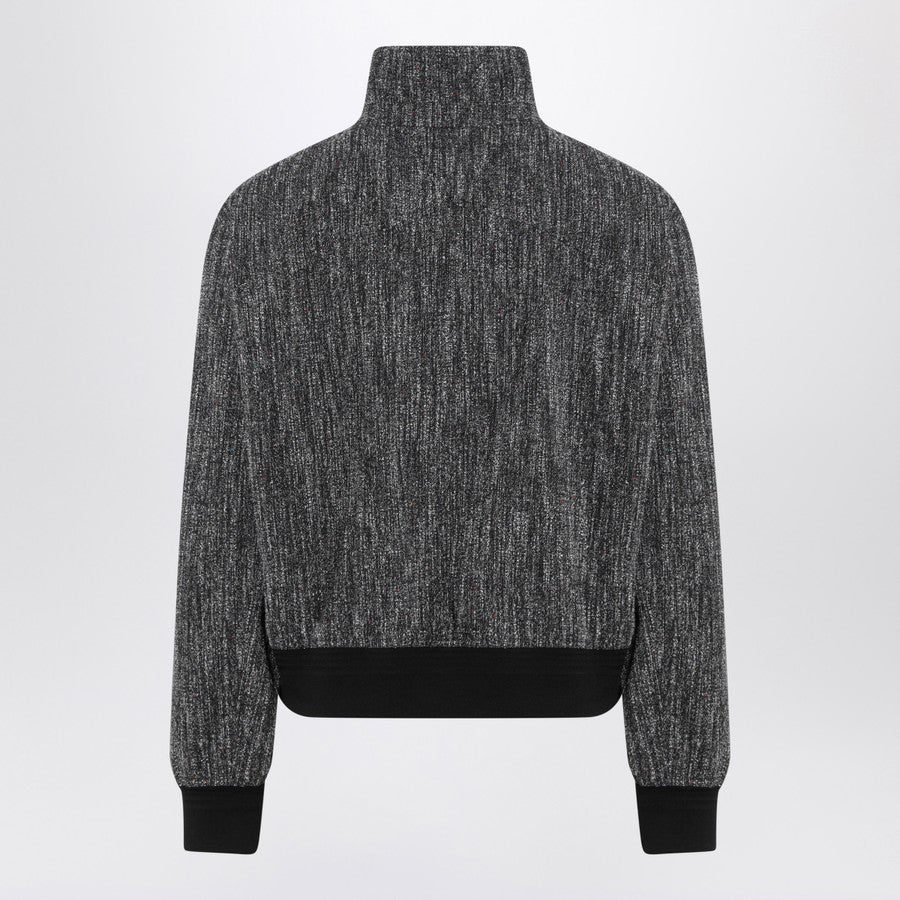 Bottega Veneta Men Grey Textured Wool Blend Bomber Jacket