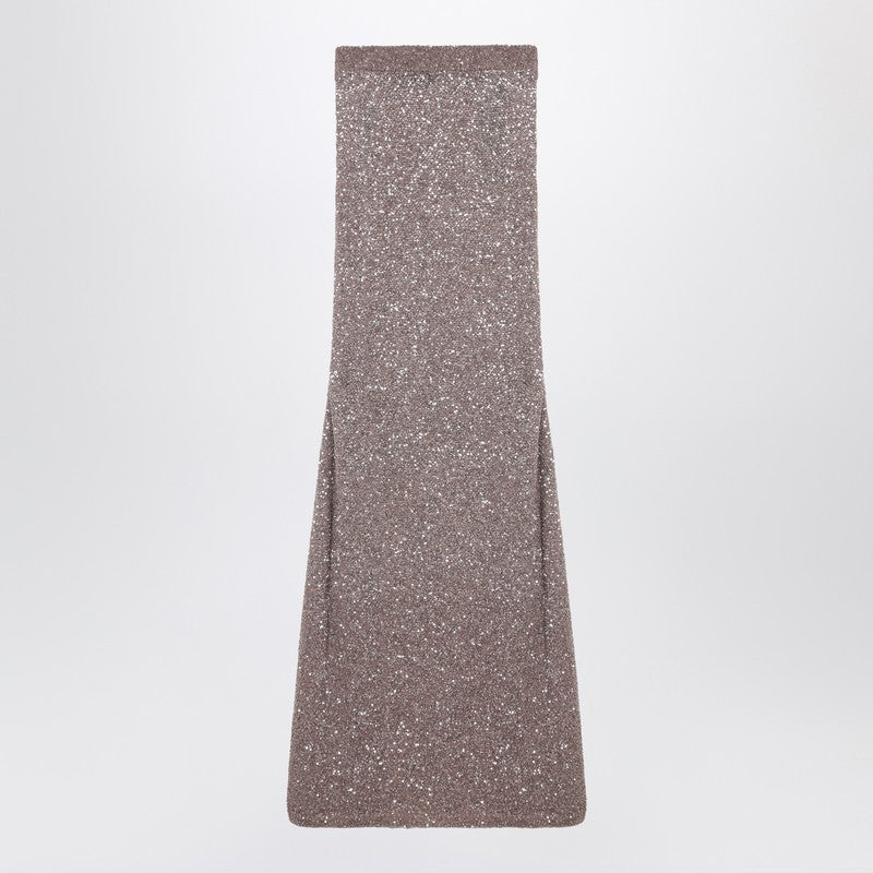 Balenciaga Light Brown/Silver Maxi Skirt With Sequins Women