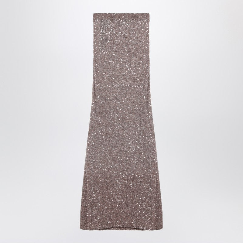 Balenciaga Light Brown/Silver Maxi Skirt With Sequins Women