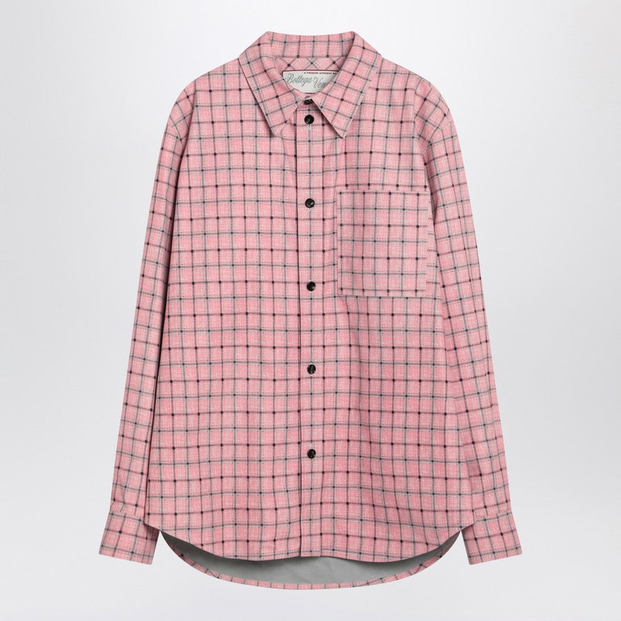 Bottega Veneta Men Pink Check Print Leather Shirt