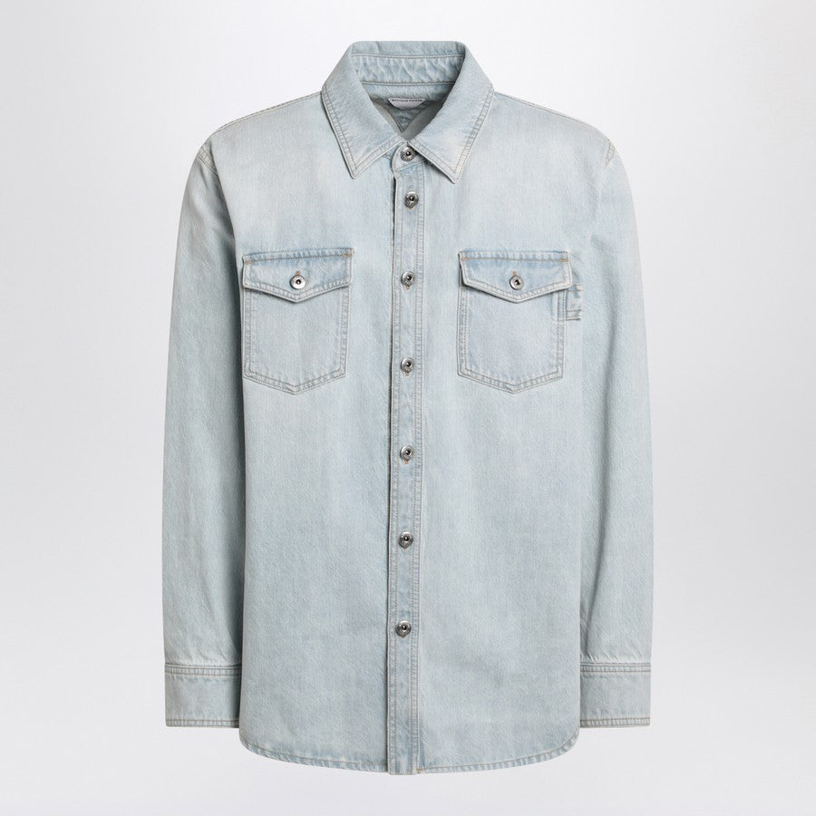 Bottega Veneta Men Light Blue Denim Shirt Extra Bleach