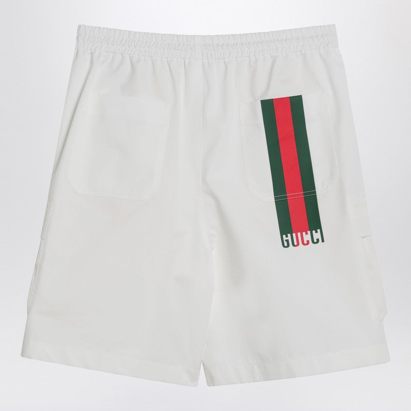 Gucci White Shorts In Cotton Poplin Men