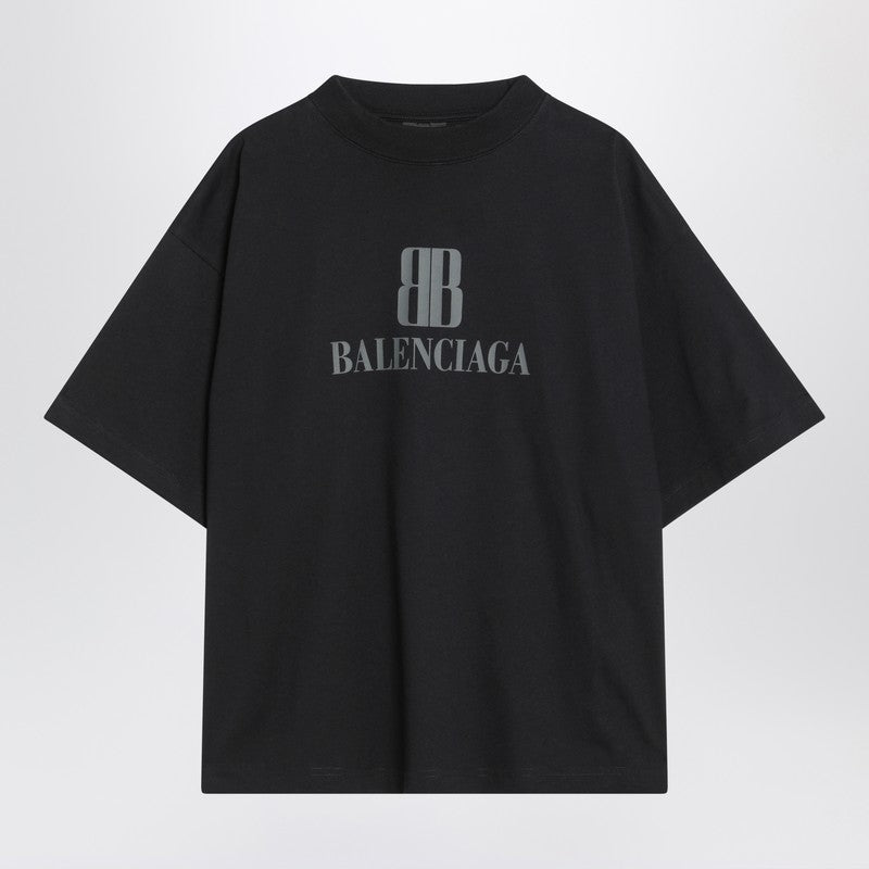 Balenciaga Faded Black Nano Bb Medium Fit T-Shirt Women