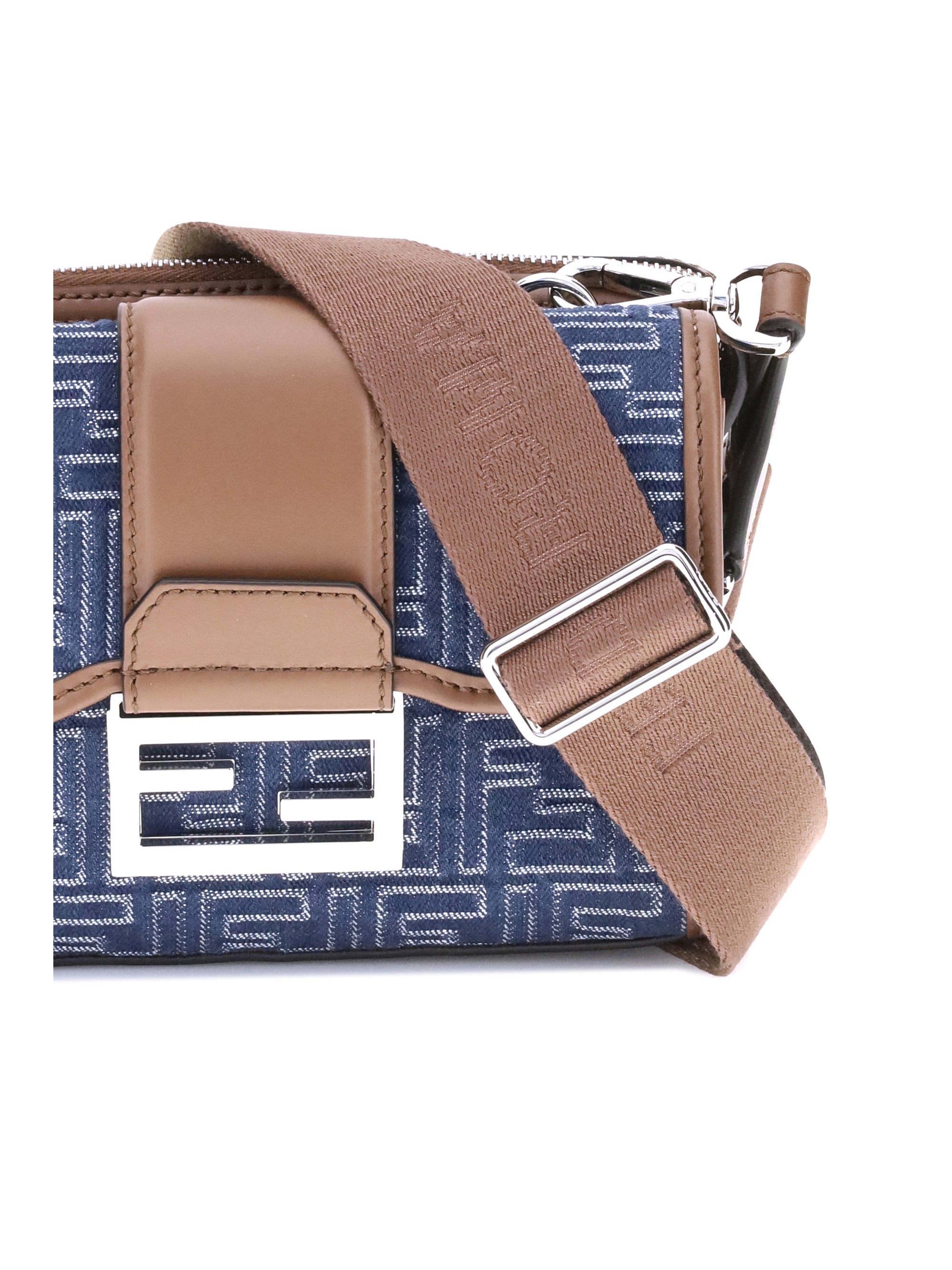 Fendi Men Baguette Denim Shoulder Bag