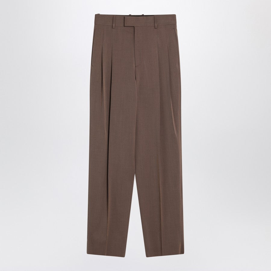 Bottega Veneta Women Brown Trousers In Wool Blend