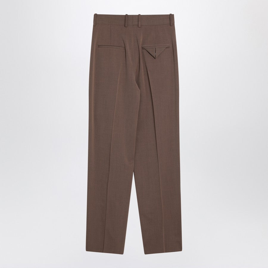 Bottega Veneta Women Brown Trousers In Wool Blend