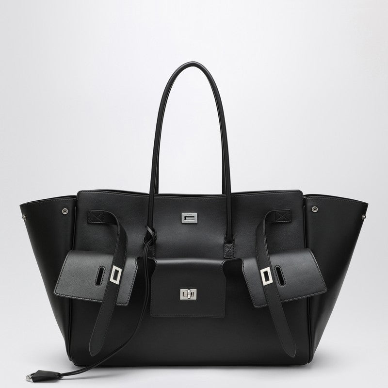 Balenciaga Carry All Bel Air Large Bag In Black Leather Women