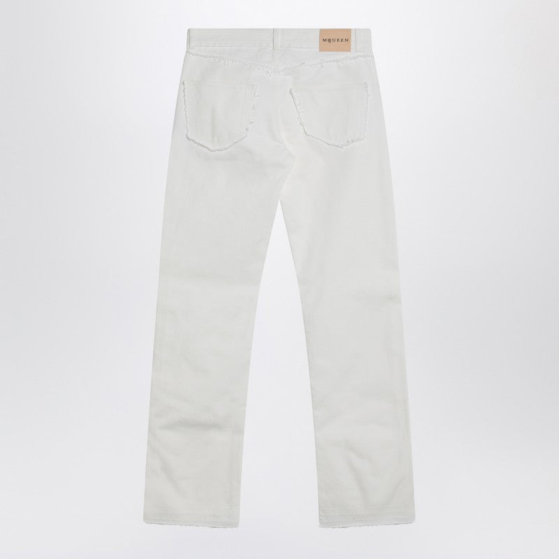 Alexander Mcqueen White Denim Trousers Men