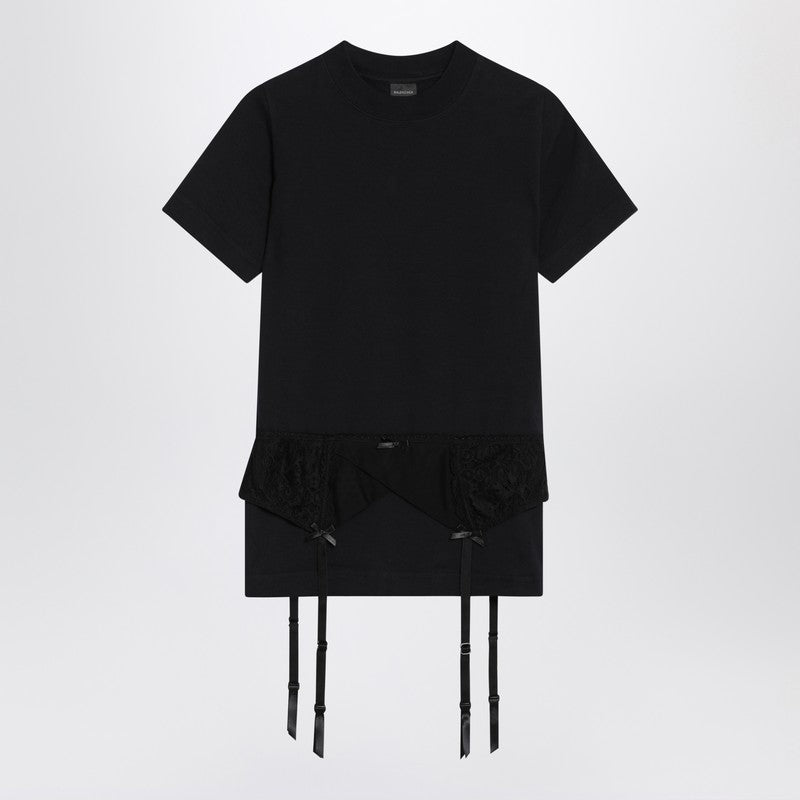 Balenciaga Black Jersey Stretch Lingerie T-Shirt Women