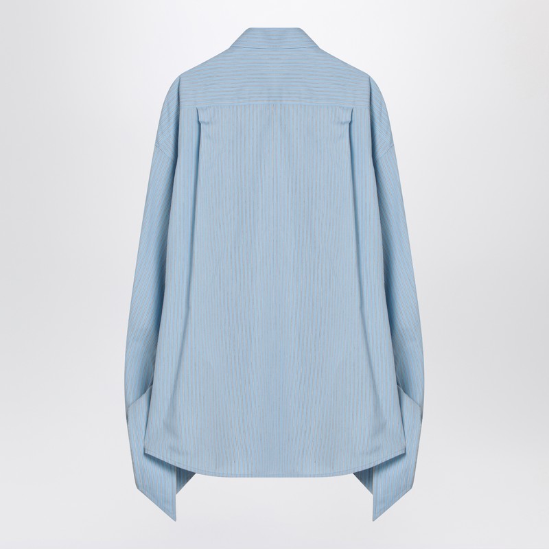 Balenciaga Light Blue Striped Shirt With Knotted Cuffs Women