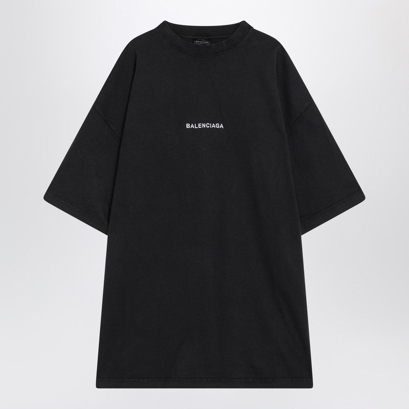 Balenciaga Faded Black Dry Fleece Uniform Merch T-Shirt Men