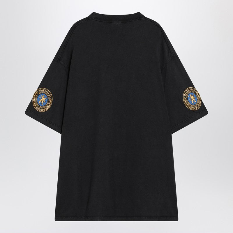 Balenciaga Faded Black Dry Fleece Uniform Merch T-Shirt Men
