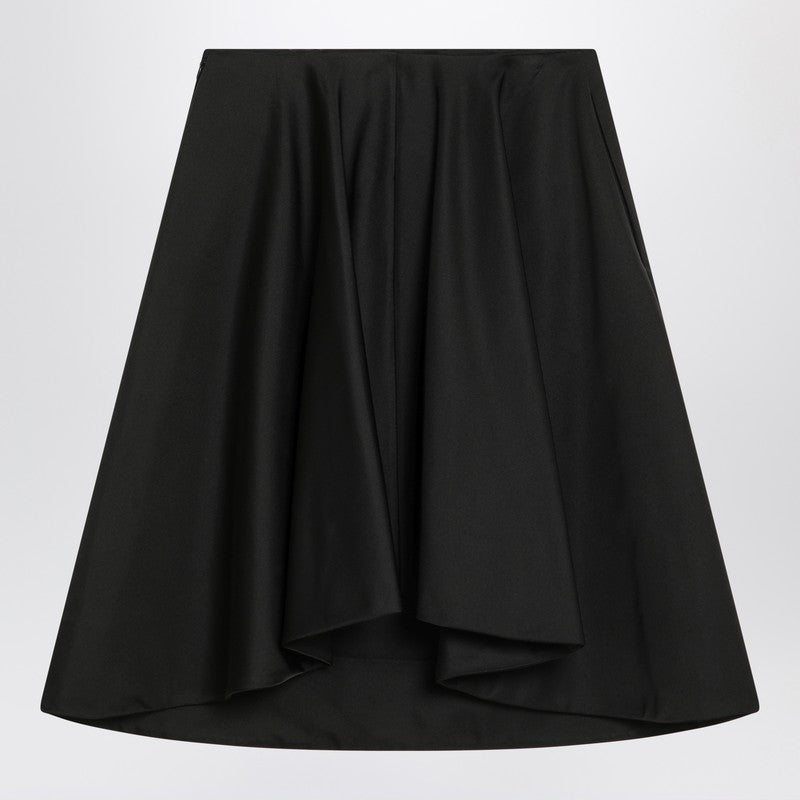 Alexander Mcqueen Flared Black Skirt In Silk Blend Women
