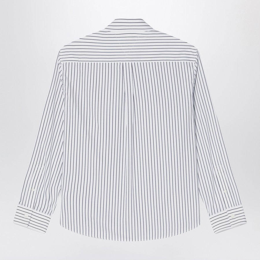 Bottega Veneta Men White Shirt With Black Stripes In Cotton