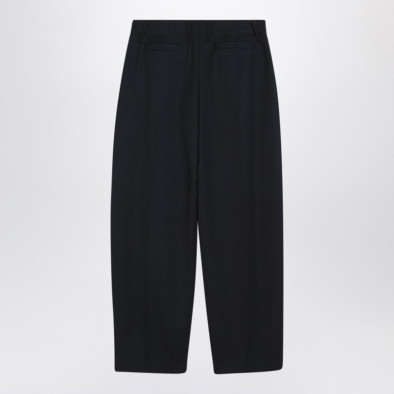 Alexander Mcqueen Wide Navy Blue Wool Trousers Women