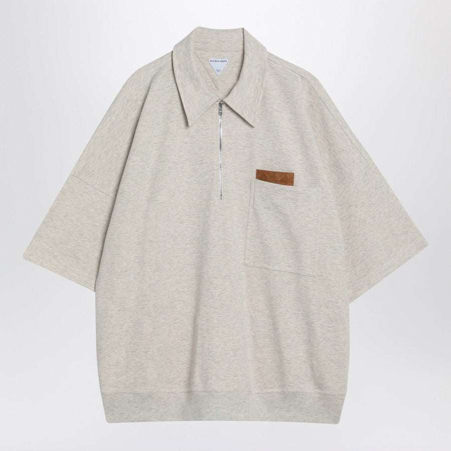 Bottega Veneta Men Sea Salt Mélange Cotton Polo