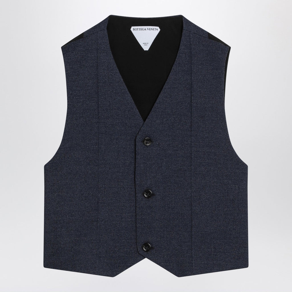 Bottega Veneta Men Dark Blue Wool Vest