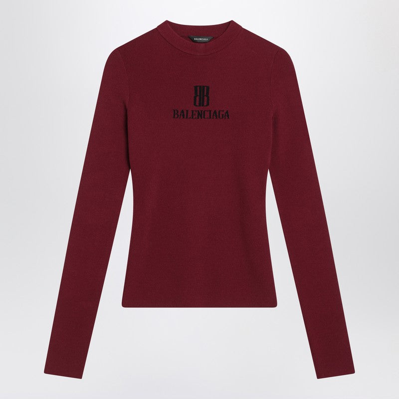 Balenciaga Ribbed Burgundy Nano Bb Sweater Women