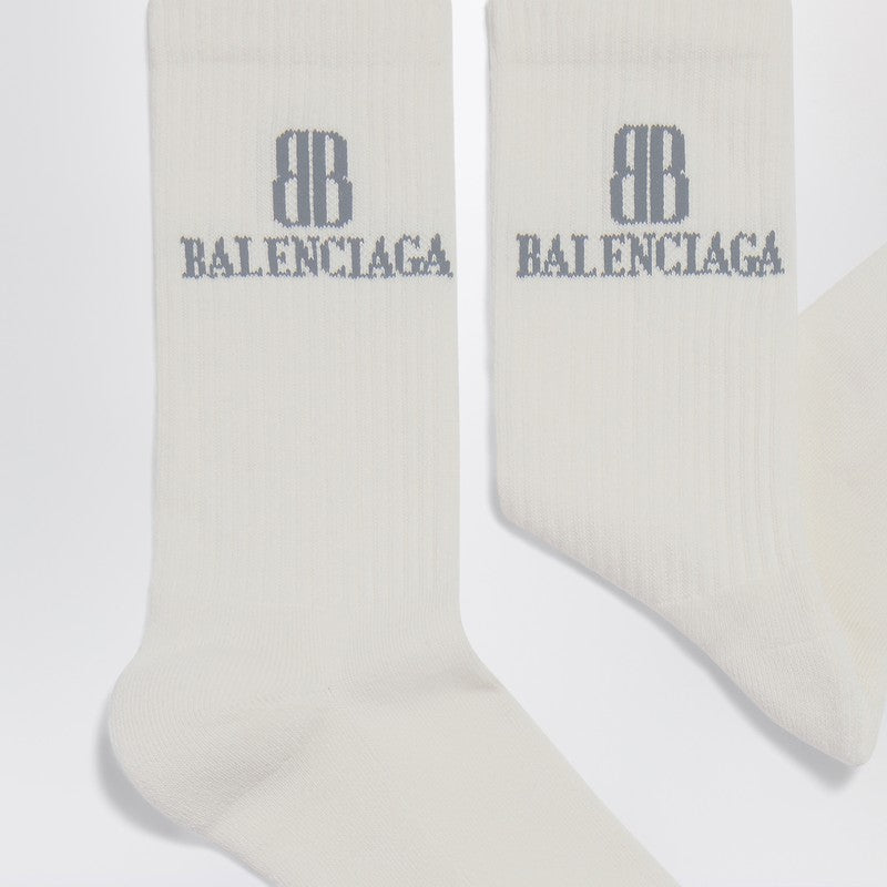 Balenciaga Nano Bb Socks In White Cotton Blend Men