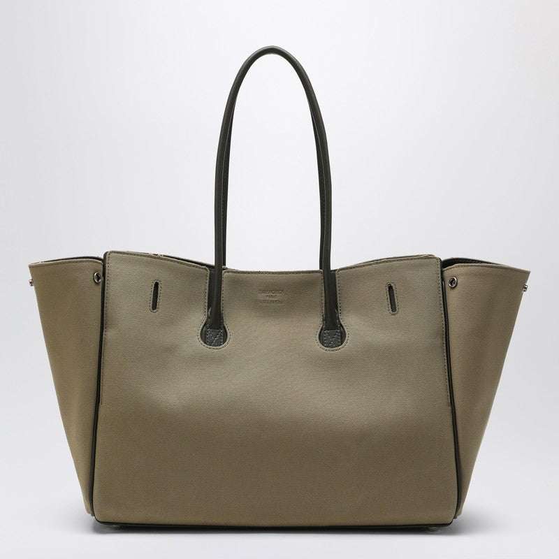 Balenciaga Carry All Bel Air Media Bag In Khaki Canvas Women