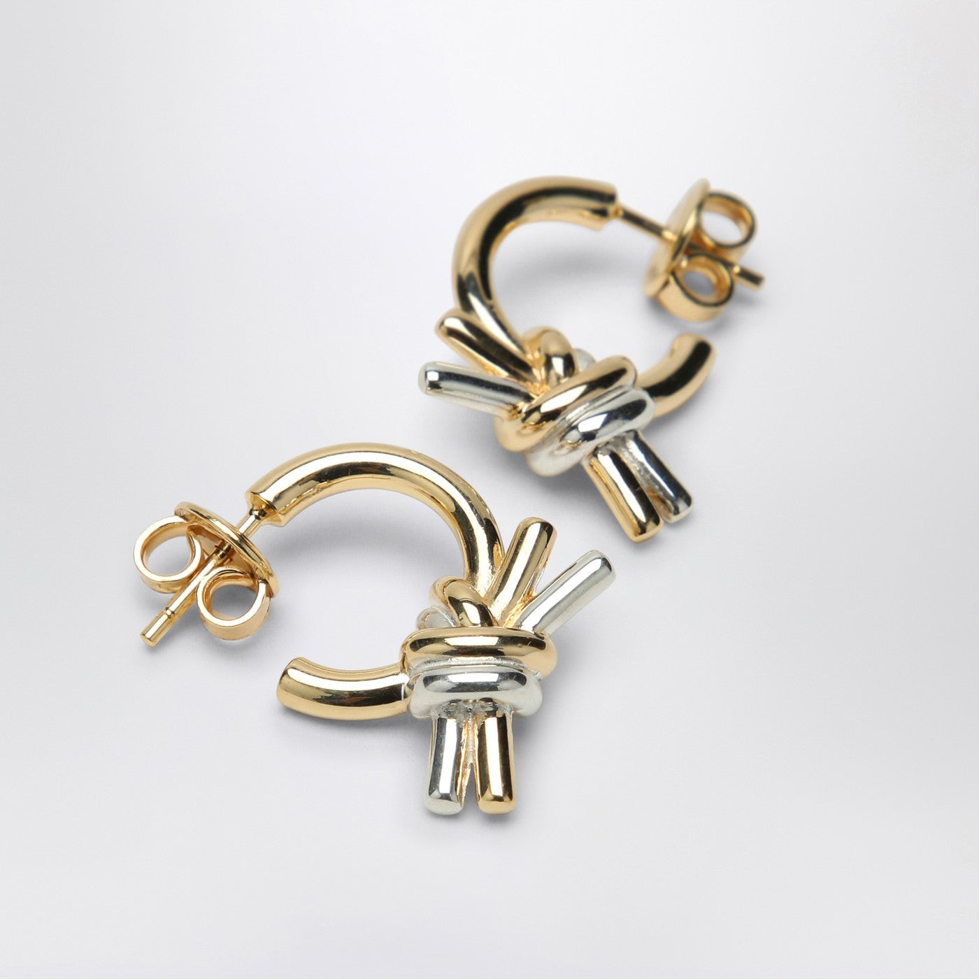 Bottega Veneta Women Knot Earrings In Silver/Yellow Gold Colour