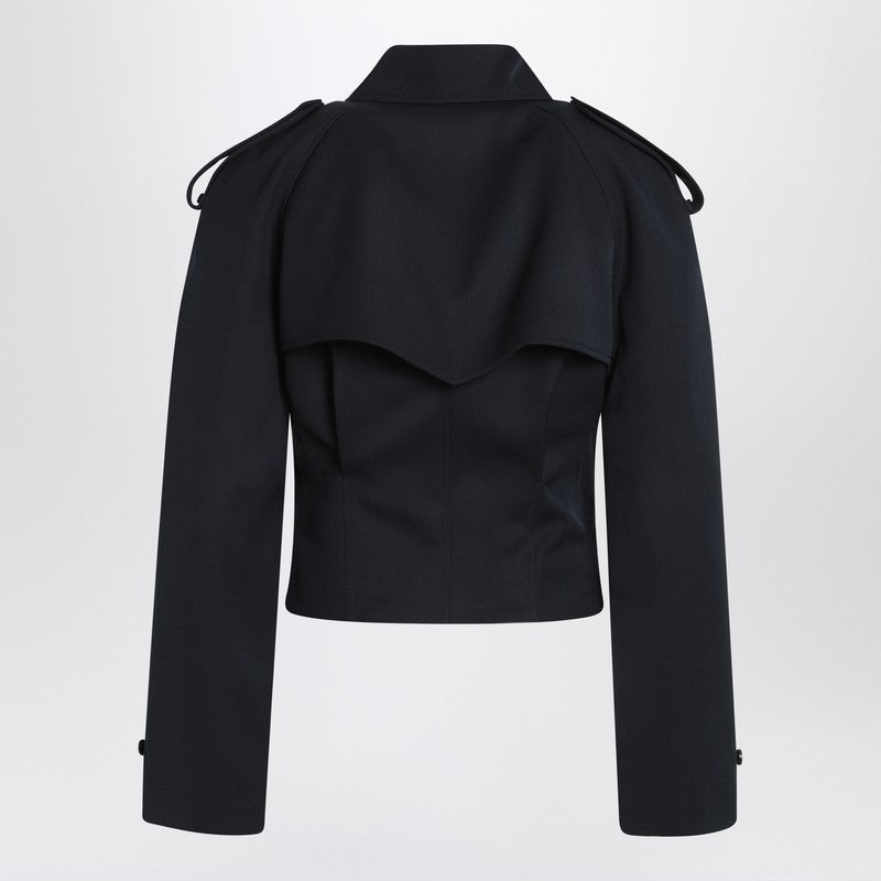 Alexander Mcqueen Short Double-Breasted Navy Blue Jacket Women